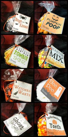 halloween candy wrappers are shown in multiple pictures