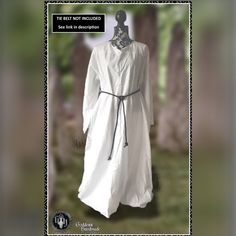 This plain 100% cotton robe is perfect for wearing under a cloak for rituals and gatherings. Suitable for men or women, it comes in a range of lengths  When selecting the length, if you are between sizes choose the shorter one. You can also add a note with your actual height if you like, I am happy to allow for the difference. (PLEASE INCLUDE YOUR CHEST MEASUREMENT IN THE 'NOTE TO SELLER' BOX WHEN ORDERING) The robe has long wide sleeves, is loose fitting and is a pull over style, so no fiddly c Monk Robes Texture, Ritual Robes, Medieval Monk, High Priestess, Cord Ties, Rope Belt, High Priest, Wide Sleeves, Cool Fabric