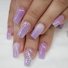 Purple Wedding Nails, Lilac Nails Design, Lilac Nails, Purple Acrylic Nails, Fancy Nails Designs, Stylish Nails Designs, Pretty Nail Art Designs, Fancy Nails