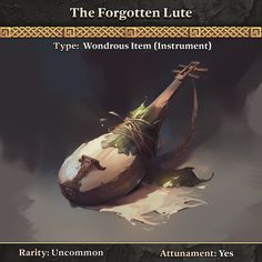 the forgotten lute type wondrous item instrument by artnumant yess