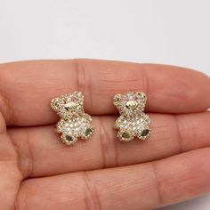 "5/8\" Teddy Bear Stud Earrings Real 10K Yellow Gold * Metal : Real 10K Yellow Gold (Properly Stamped, 10K) * Condition : Brand New * Finish : Polished * Average Weight : 4.67 grams * Length : 5/8\" = 15.5mm * Width : Just under 1/2\" = 12mm * Clasp/Bail : Push Back All of our items are brand new and are shipped with a gift box." Earrings Real, Diamond Earring, Shine Bright Like A Diamond, Average Weight, Shine Bright, Pendant Necklaces, Gold Metal, Jewelry Necklace Pendant, Etsy Accessories