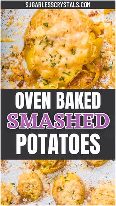 oven baked smashed potatoes with text overlay