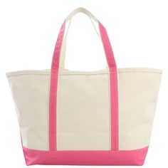 Our most popular and biggest beach bag, the Large Boat Tote is your go-to seaside tote bag. Ideal for toting a lot of stuff for you or your whole family, this bag's roomy interior is sure to make it a fast favorite among trips to the beach, park, or really anywhere given its classic design. Featuring coral or navy contrasting trim and top zip closure, this bag also includes a nice outer pocket for easy access to smaller items such as a phone. It's not "just" a beach bag - It's an everything bag! Large Capacity Pink Canvas Bag, Large Capacity Cotton Bag For Beach Season, Large Canvas Beach Bag For Shopping, Pink Canvas Beach Bag, Pink Canvas Beach Bag For Summer, Pink Canvas Shoulder Bag For Beach, Pink Canvas Shoulder Bag For The Beach, Pink Cotton Vacation Bags, Summer Pink Canvas Beach Bag