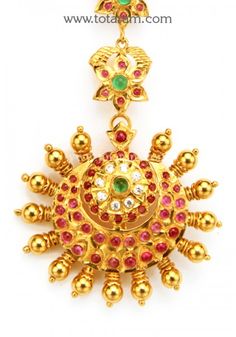 22K Gold '2 in 1' Maang Tikka with Cz & Beads - Papidi Billa - 235-GT391 in 18.500 Grams Luxury Tikka For Festivals And Gifts, Papidi Billa, 22k Gold Jewelry, India Gift, Maang Tikka, Gold Jewelry Indian, Pendant Design, Gifts For Adults, Online Jewelry Store