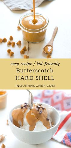 homemade butterscotch hard shell recipe in a bowl