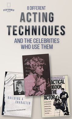 the front cover of an advertisement for acting techniques and the celebriities who use them