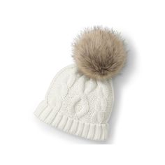 Give her a cool look to keep her warm with this girls' Lands' End Novelty Faux Fur Pom Hat. Oversized pom pom Sweater-like cable pattern Ribbed knit trim keeps shapeFABRIC & CARE Body: cotton/acrylic. Faux Fur Pom: acrylic/modacrylic/ polyester Hand wash Imported Size: XS-S. Color: White. Gender: female. Age Group: kids. White Fur Hat, Shoes Guide, Pom Pom Sweater, Cable Pattern, White Fur, Scarf Hat, Favorite Sweater, Pom Pom Hat, Fur Pom Pom