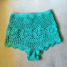 Nwot Size Xs-S Super Cute Bathing Suit Cover Shorts Or Festival Piece Crochet High Waisted Shorts, Summer Beach Bottoms With Crochet Lace, Summer Crochet Lace Bottoms For Beach Season, Summer Crochet Lace Beach Bottoms, Crochet Short Beach Bottoms, Fitted Crochet Lace Bottoms For Vacation, Summer Cotton Bottoms With Crochet Lace, Stretch Crochet Bottoms For Vacation, Short Crochet Bottoms For Beach Season