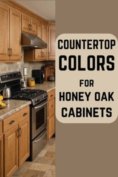 a kitchen with wooden cabinets and granite counter tops