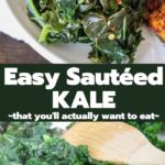 an easy sauteed kale recipe is shown on a plate