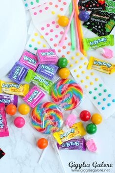 candy and candies on a white table