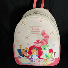 Disney Disneys Alice In Wonderland Mini Backpack In Pink Cute Standard Backpack For Theme Parks, Cute Standard Backpack For Theme Park, Cheap Pink Disney Backpack, Loungefly Mini Backpack Hello Kitty, Loungefly Mini Backpack Disney, Nightmare Before Christmas Purse, Disney Loungefly Backpack Alice In Wonderland, Disney Mini Backpack Ariel, Loungefly Purse