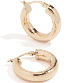 From SHASHI&#x2C; these earrings feature:Hoop earrings14k gold plated brassHinge clasp closure Approx. 0.75" length Made in the U.S.A Accessories Jewelry Earrings, Jewelry Earrings Hoops, Dillard's, Gold Earrings, Jewelry Accessories, Gold Plate, Jewelry Earrings, Hoop Earrings, Plating