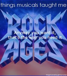 the words rock age are in front of a blue background