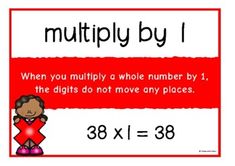 a red and white sign with the words multiply by 1 in front of it