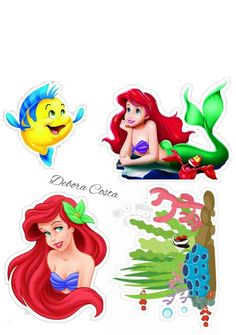 the little mermaid stickers are all different colors