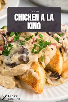 This homemade, from scratch, Chicken a la King is a recipe straight out of my childhood. It’s tender, moist chicken cooked in a creamy mushroom and pimiento sauce. Chicken A La King Recipes, Chicken A La King, Moist Chicken, Best Food Ever, Recipe Blog