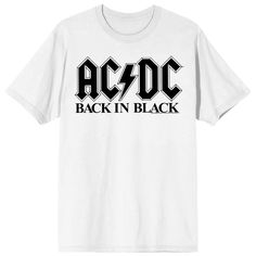 Celebrate the timeless spirit of rock with this ACDC crew neck short sleeve t-shirt. The legendary band's iconic logo stands boldly above black letters declaring, "Back In Black" on the pure canvas of white. Dive into the rich, authentic expression of your music passion through the immersive design. Crafted from high-quality cotton, this officially licensed tee promises both comfort and durability, ensuring it stands the test of time. Easily maintain its rebellious charm by tossing it in the mac Band Logo T-shirt For Music Festivals, Crew Neck, Band Logo Crew Neck T-shirt For Music Festivals, Band Logo T-shirt For Music Festivals With Crew Neck, Summer Rock T-shirt With Band Logo, Rock Style T-shirt With Band Logo For Music Festivals, Crew Neck T-shirt With Band Logo For Music Festivals, Band Merch T-shirt With Logo For Concert, Rock Style Crew Neck T-shirt For Streetwear, Rocker T-shirt With Band Logo