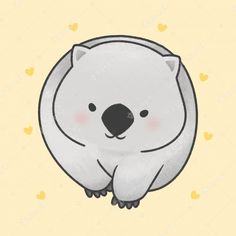 a white polar bear with hearts around it's neck on a light yellow background