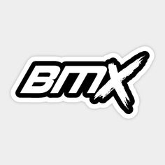 the bmx sticker is black and white with an x on it's side