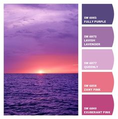 an image of the sun setting over the ocean in shades of purple and lilac