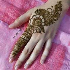 the hand is decorated with henna designs