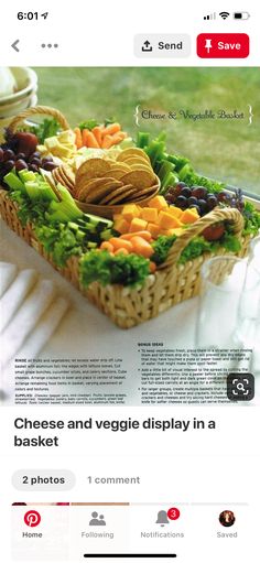 an image of a basket full of fruit and vegetables on the web page for pinterest