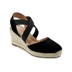 Believing that comfort does not mean a having to compromise on style, Easy Spirit designs footwear, apparel and accessories for women, using innovative technologies to create a versatile modern product. Manufacturer: Easy Spirit Style Type: Wedge Sandals Collection: Easy Spirit Sleeve Length: Material: Leather/Textile/an Made Materials Fabric Type: Suede Specialty: Laceless Sku: BH5896905 Size: 11.  Color: Black.  Gender: female.  Age Group: adult. Black Adjustable Platform Wedge Sandals, Adjustable Black Platform Wedge Sandals, Black Adjustable Wedge Sandals With Arch Support, Black Adjustable Wedge Sandals, Modern Black Wedge Sandals With Round Toe, Chic Black Sandals With Arch Support, Black Wedge Sandals With Arch Support For Vacation, Modern Black Wedge Sandals With Cushioned Footbed, Black Wedge Sandals With Arch Support For Beach