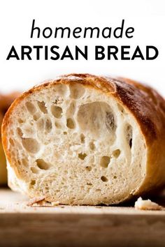 a loaf of artisan bread sitting on top of a cutting board with the words, no - knead artisan bread