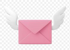 an envelope with wings on it is pink and white, hd png clipart