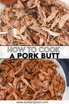 How to Cook a Pork Butt Shredded Pork Crockpot, Pork Roast Recipes Oven, Pulled Pork Roast, Bbq Pork Tenderloin, Pulled Pork Sandwiches, Pork Sandwiches, Slow Cooked Pork