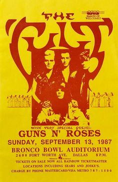 The Cult Gnr 1987 Concert Poster 1 Ian Astbury, 80's Music, Rock Videos, Concert Flyer, Music Pics, Musica Rock, Wayback Machine