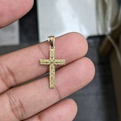 14kt Real Gold Cross Pendant 1.2 Inch Length 1.25 Gm Weight 100% Authentic Gold Never Change Color Or Never Fade Never Tarnish Not A Gold Plated Or Not A Gold Filled. Authentic Gold, Gold Cross Pendant, Never Fade, Never Change, Cross Jewelry, Gold Cross, Real Gold, Cross Pendant, Womens Jewelry Necklace