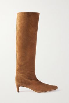 STAUD's 'Wally' knee boots are made from soft tan suede in a slouchy silhouette that bunches slightly at the ankle. They have pointed toes and slim 45mm heels. Autumn Fashion Trends, Suede Knee Boots, Brown Cowboy Boots, Brown Suede Boots, Slouchy Boots, Trending Boots, Black Suede Boots, Boots Knee, Boots Brown