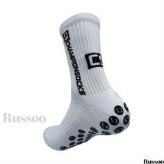 Russoo - Mens Professional Sports Crew Socks: Anti-skid, Fashionable, and Comfortable Pair Ideal for Football Casual Non-slip Outdoor Socks, Comfortable White Socks For Outdoor, Comfortable White Outdoor Socks, Comfortable White Socks For Training, Non-slip Sporty Winter Socks, Non-slip Casual Sports Socks, Non-slip Winter Sporty Socks, Sporty Non-slip Winter Socks, Casual Non-slip Socks For Sports Events