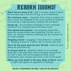 Dictionary-style text post containing Undead idioms for Dungeons & Dragons Dnd Languages, Undead Character, Dungeon Master's Guide, Dnd Funny, Dnd 5e Homebrew, D&d Dungeons And Dragons, Fantasy Setting, Dungeons And Dragons Homebrew, Fictional World