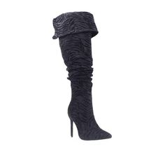 These sexy without-trying boots, block heels, and minimal detailing for maximum versatility. The stiletto heels give that sexy look that seamlessly fits any outfit for your corporate look and after work appointments. Vegan suede boot with man made sole. Side zipper closure. Heel measures approx. 4.25"H. Shaft measures approx 19"H. Imported. Elegant Winter Synthetic Heeled Boots, Elegant Synthetic Heeled Boots For Winter, Evening Almond Toe Heels For Fall, Almond Toe Heels For Evening In Fall, Fall Evening Synthetic Heels, Fall Evening Heels With Almond Toe, Fitted Synthetic Block Heel, Trendy Fitted Heels With Sculpted Heel, Fitted Synthetic Block Heel Shoes