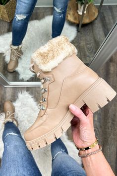 Details: The must have shoe of the season! - Faux leather - Lace up Content: Material: Man made - Sole: Synthetic Size + Fit: True to size Normal Heels, Womens Fall Boots, Boot Heels, Cute Nike Shoes, Shoe Tags, Cute Nikes, Style Challenge, Fur Boots, Boots Fall