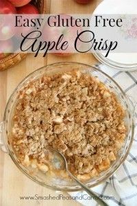 an easy gluten free apple crisp in a glass dish