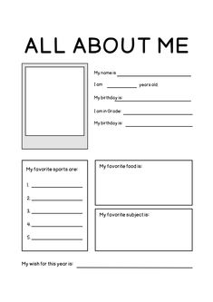 an all about me worksheet for kids