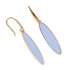 inspired by the surfboards of lavallette locals, these drop earrings feature a lovely light blue enamel set in an elegant elongated oval casting. the perfect accent for any beachy look, they bring a touch of the ocean's charm to your style. whether you're riding the waves or just daydreaming of the shore, these earrings are your go-to for effortless coastal elegance. size: one size, 5 cm total length Affordable Light Blue Metal Jewelry, Blue Enamel Earrings, Long Board, Elongated Oval, Coastal Elegance, Enamel Earrings, Light Blue, It Cast, Drop Earrings