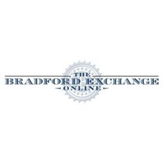 the bradford exchange logo on a white background with blue and silver lettering that reads,'the bradford exchange online '