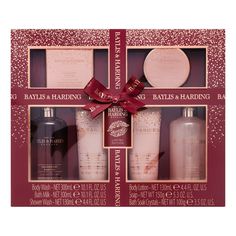 Brand New Baylis & Harding Cranberry Martini Bath Gift Set Body Wash 10.1 fl oz Bath Milk 10.1 fl oz Shower Wash 4.4 fl oz  Body Lotion 4.4 fl oz  Soap 5.3 oz  Bath Soak Crystals 3.5 oz  All major credit card accepted. I prefer PayPal. FREE S/H in US Location:   1015 3rd floor Bath Products Packaging, Cranberry Martini, Bath Salt Gift Set, Bath Milk, Bath Salts Gift, Target Christmas, Bath Gift Set, Skincare Packaging