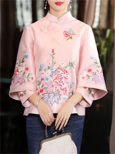 Description Product ID: TP2033420 Material: Polyester Pattern: Embroidery Sleeve: 3/4 Sleeve Closure Type: Button Season: Spring, Summer Style: Fashion Occasion: Daily, Home, Gifts Package included: 1 * Shirt Size Chart（Asian Size): Please allow 1-3 cm measured error. Size Length Chest Shoulder Sleeve Length M 57cm | 22.4 in 96cm | 37.8 in 35cm | 13.8 in 45cm | 17.7 in L 58cm | 22.8 in 100cm | 39.4 in 36cm | 14.2 in 46cm | 18.1 in XL 59cm | 23.2 in 104cm | 40.9 in 37cm | 14.6 in 47cm | 18.5 in XXL 60cm | 23.6 in 108cm | 42.5 in 38cm | 15.0 in 48cm | 18.9 in 3XL 61cm | 24.0 in 112cm | 44.1 in 39cm | 15.4 in 49cm | 19.3 in 4XL 62cm | 24.4 in 116cm | 45.7 in 40cm | 15.7 in 50cm | 19.7 in Cheongsam Shirt, Cheongsam, Shoulder Sleeve, Embroidery Flowers, Size Chart, Sleeve Length, Summer Fashion, Embroidery, Pink