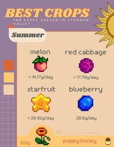 the best cropps for every season in stardew6, summer and red cabbage