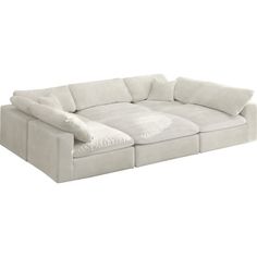 Elegant and eye-catching, the stunning Modular Sectional from Maklaine is the perfect addition to any space. Features : Material: Soft velvet Finish: Cream Overstuffed soft fiber filled cushions for maximum comfort Modular to create infinite configurations Overall height 35" when back cushion fully upright Contemporary design Easily attach using attachment latch underneath Specifications : Product Dimensions : 32"H x 119"W x 80"D Product Weight : 365 lbs Seat Dimensions : 18.5"H x 181"W x 32"D A Fluffy Modular Sofa, Ikea Cloud Couch, Hoboken Apartment, Ruang Tv, Sofa Cream, Small Sectional Sofa, Homes Ideas, Cozy Couch, Inspire Me Home Decor