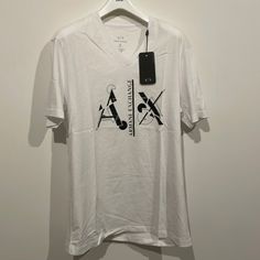 Armani Abstract Logo T Shirt Limited Edition Print Size S Brand New Offers Are Welcome Armani Tshirt, Armani Exchange Men, Blue Camouflage, White Tee Shirts, Grey Crewneck, Abstract Logo, Logo T, Usa Shirt, Black Crewneck