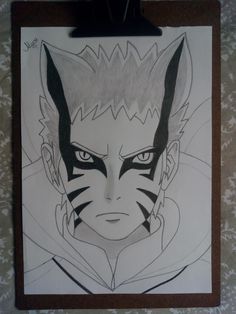 a drawing of an anime character with black and white lines on it's face