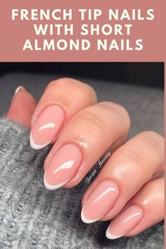 Work Nails Almond Shape, French Nails Ideas Almond Shape, French Manicure Almond Nails Classy, This French Tip Nails, Short Almost French Nails, Almond Nails Designs French Tip Color, French Manicure Nails Almond Shape Short, Short French Almond Nails Design, French Nail Short Nails