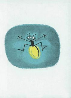 a drawing of a bug holding a tennis ball